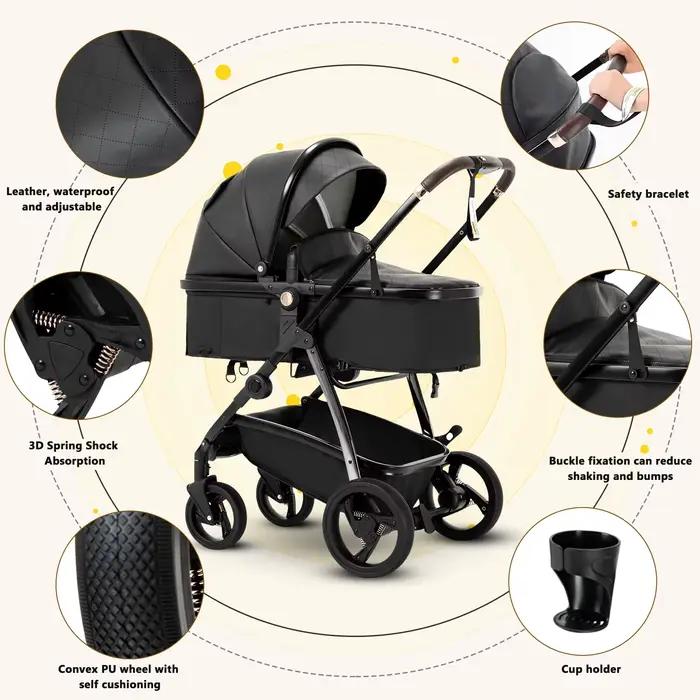 Poussette bébé 3 en 1 landau Portable luxueux voyage landau haute paysage nouveau-né bébé poussette