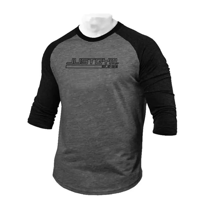 Tshirt de sport homme manches trois quarts coton marque vêtement course entraînementextérieur occasionnels