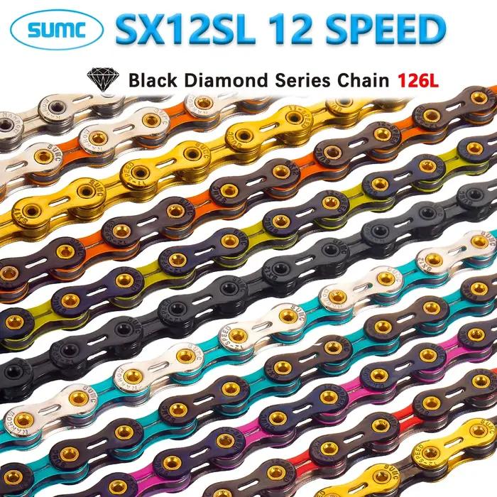 SUMC chaîne 12 vitesses vtt vélo de route diamant série chaîne 126L ultraléger SX12SL couleur vélo d