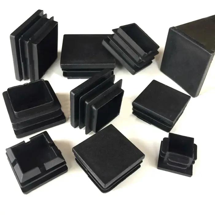 Embouts d'obturation carrés en plastique noir pour meubles, tube de jambe, inserts de tuyaux, boucho