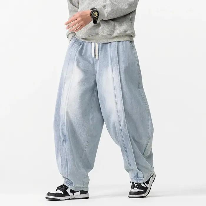 2025 nouveau sarouel Vintage hommes lâche Hip Hop Denim pantalon à jambes larges hommes droit surdim