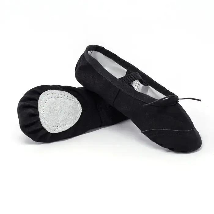 Chaussures de danse ballet en toile noire et blanche pour enfants et femmes occasions de danse gymnastique yoga
