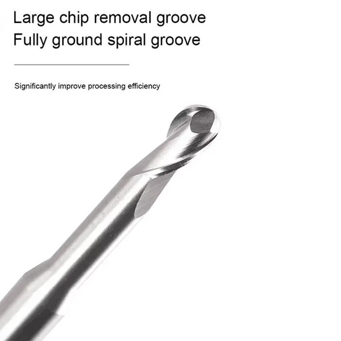 SZAZAM-Fraise en Carbure de Tungstène HRC55/60, Boule à 2 Cannelures pour Aluminium CNC, Traitement
