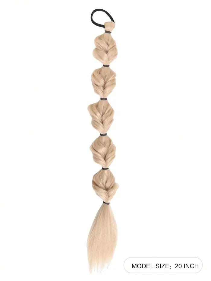 1 pièce Extensions de cheveux synthétiques tressées en bulles style lanterne avec élastique pour fem