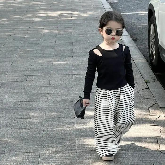 Enfants filles automne tenues infantile bébés filles faux deux pièces manches longues costumes décon