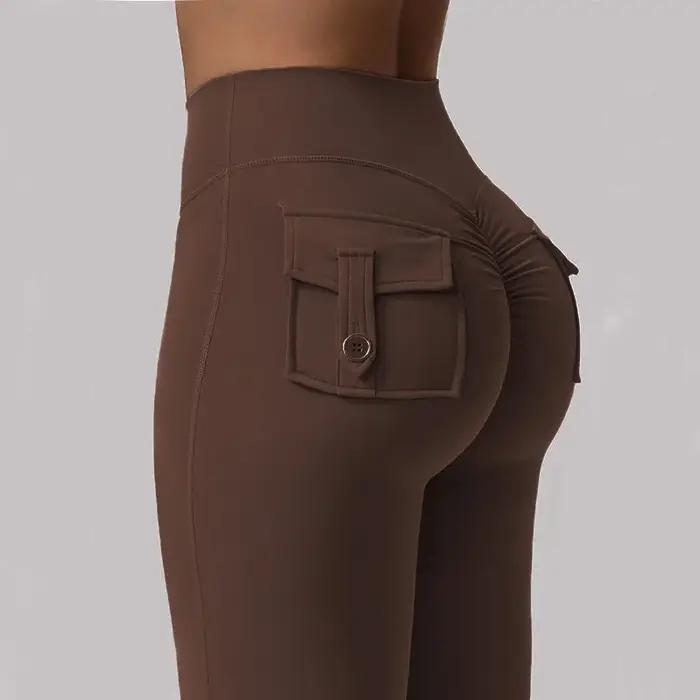 Pantalon évasé de Yoga pour femmes, pantalon taille haute à jambes larges, contrôle du ventre, Leggi