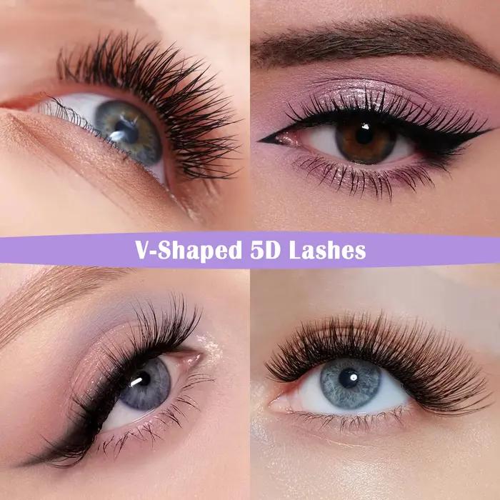 DeceMars extensions de cils 5D en forme de V noir mat 12 rangées/plateau pour le maquillage