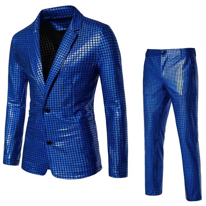 À la mode nouveaux hommes paillettes marquage à chaud costume Disco Cosplay fête scène discothèque b