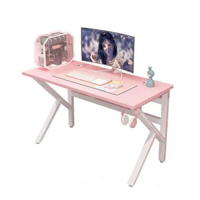 Bureau de jeu rose pour filles, robuste, blanc, mignon, jeu en famille, ordinateur en direct, pour c