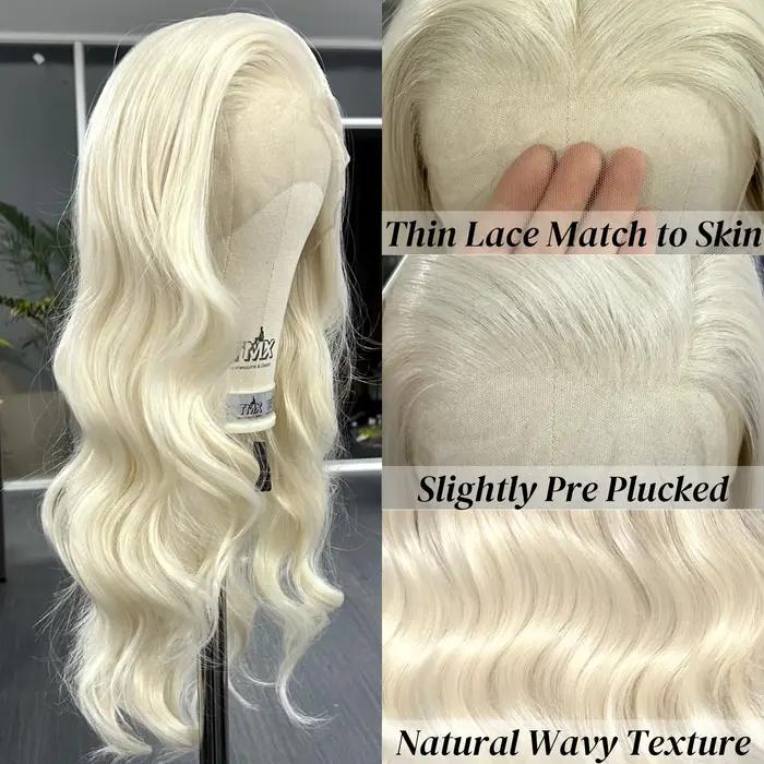 Perruque Lace Front Wig Synthétique Bouclée Naturelle pour Femme, Cheveux Longs et Ondulés, Blond Pl