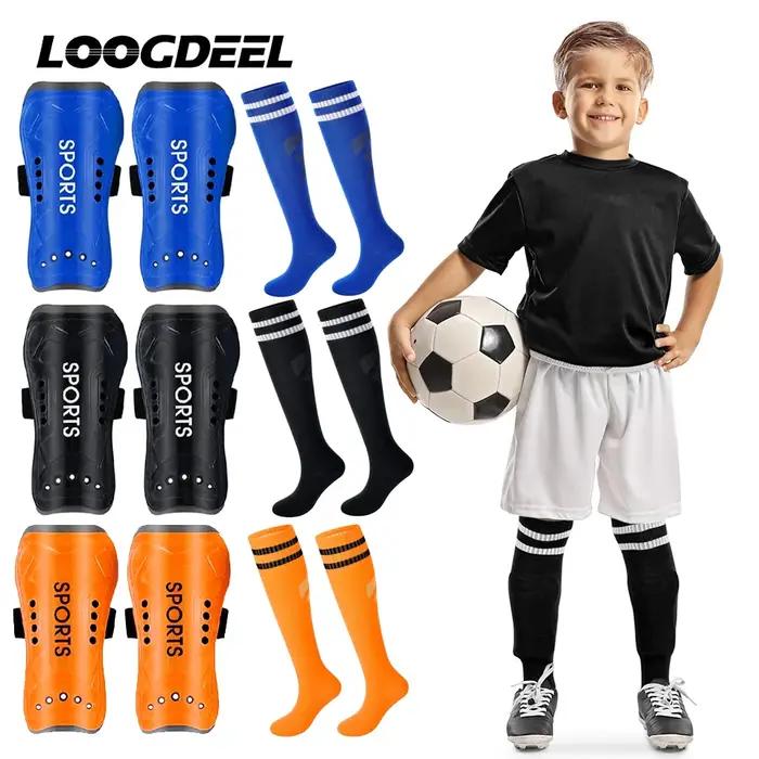 Protège-tibia football Loogdeel avec chaussettes genou anti-collision sport protection mollet