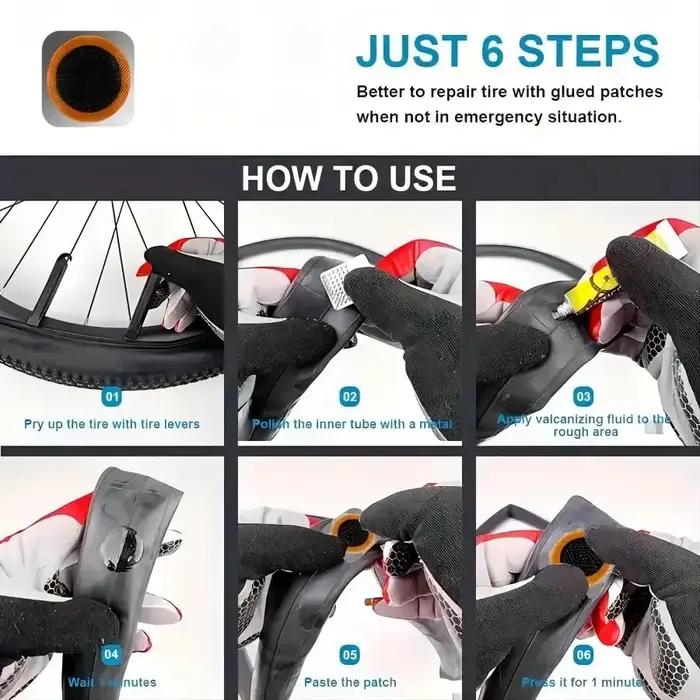 Kit de réparation de pneus de vélo complet avec patchs film abrasif levier et outils multifonctionnels pour VTT et vélos de route occasions spéciales