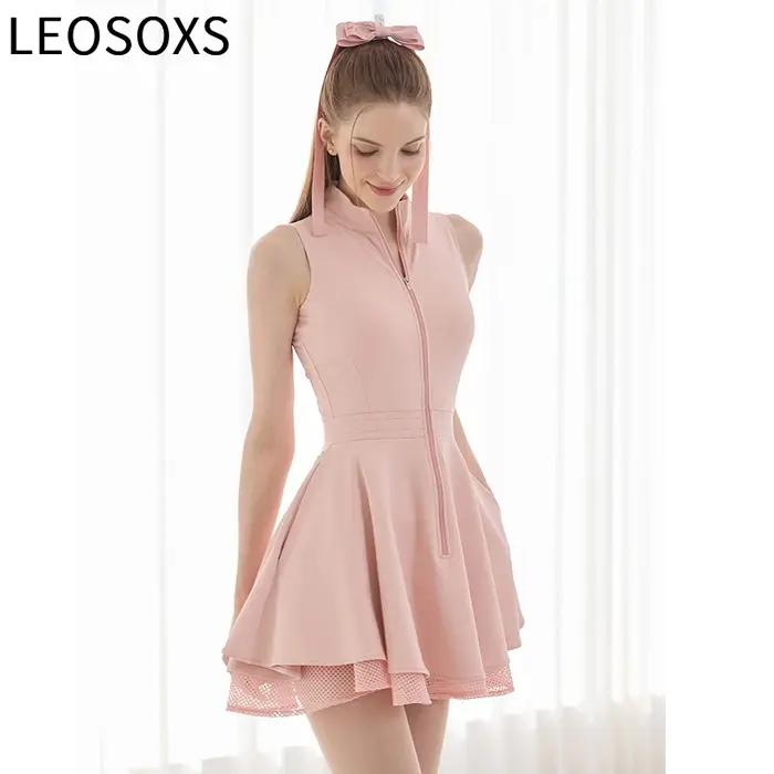 Polo robe de Tennis coussinets de poitrine Shorts doux haute extensible jupes de Fitness contrôle du