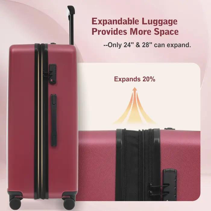 Ensemble de bagages 5 pièces avec ouverture frontale, valises rigides extensibles avec double roulet