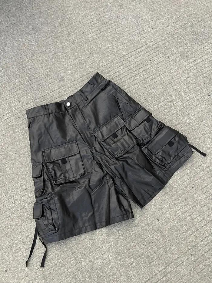 Mauroicardi printemps été Cool dur imperméable noir Shorts pour hommes avec de nombreuses poches amé