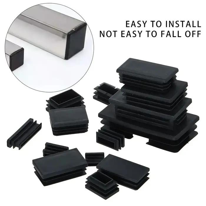 Pieds de chaise en plastique noir, couvre-pieds de protection des pieds, antidérapant, rectangulaire