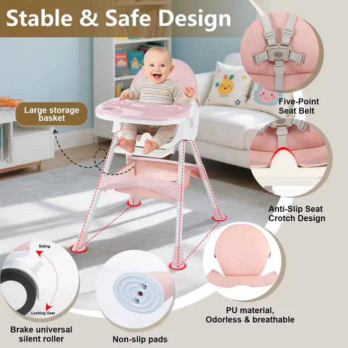 Chaises hautes 3 en 1 pour bébés et tout-petits, chaise haute/table et chaise d'apprentissage pour e