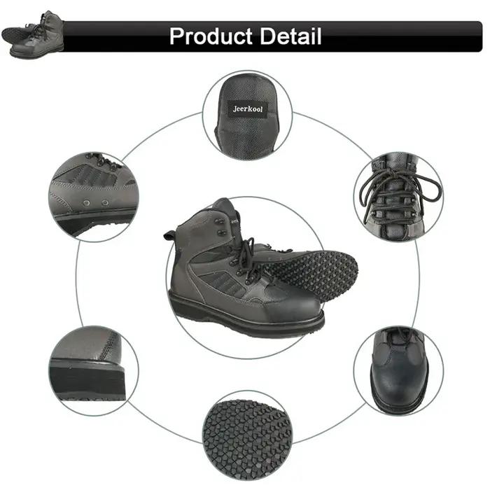 JEERKOOL Chaussures de pêche avec pantalon, Waders de pêche, Baskets aquatiques à semelle en caoutch