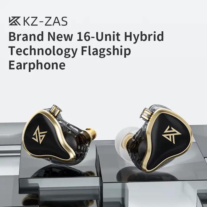 KZ-Écouteurs ZAS 7BA + 1esse Dynamic Hybrid Wired Médiateur phones, HiFi Bass, dehors Médiateur set,