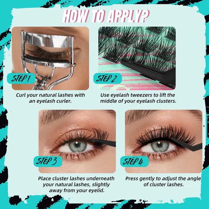 Amzgirl-Kit d'Extensions de Cils avec Pince à Épiler et Dissolvant, DIY, 144 Pièces