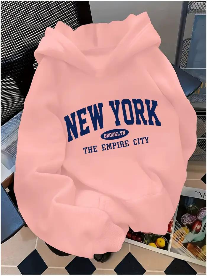 Sweat à capuche ample pour femme, motif lettres, style décontracté, motif géométrique, col à capuche
