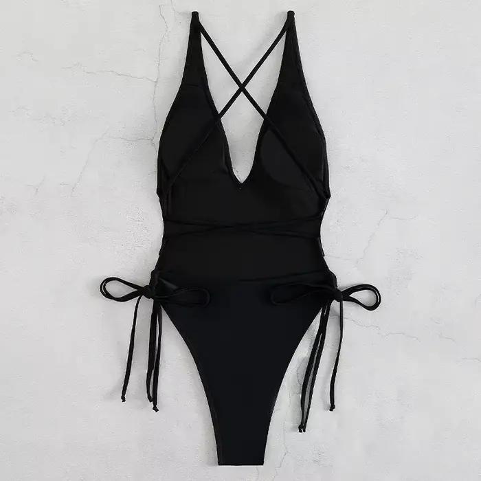 Solide à lacets maillot de bain femme Sexy une pièce maillot de bain maillots de bain pour femmes Pu