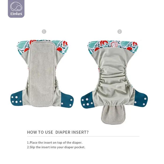 Elinfant ensemble de couches en tissu bébé 8 pièces/ensemble couches de poche taille unique ou avec