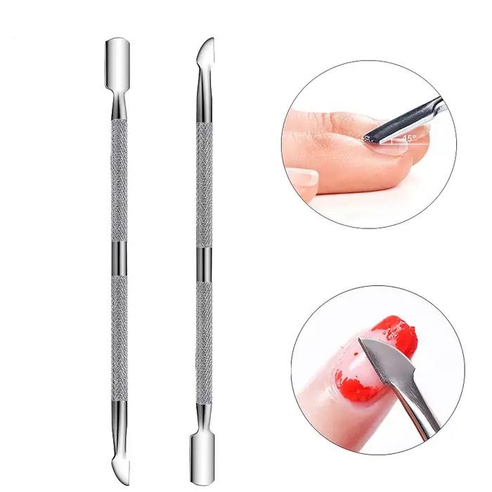 1Pcs En Acier Inoxydable Double Tête Cuticule Pusher Manucure Outils pour Ongles Vernis Colle Cuticu