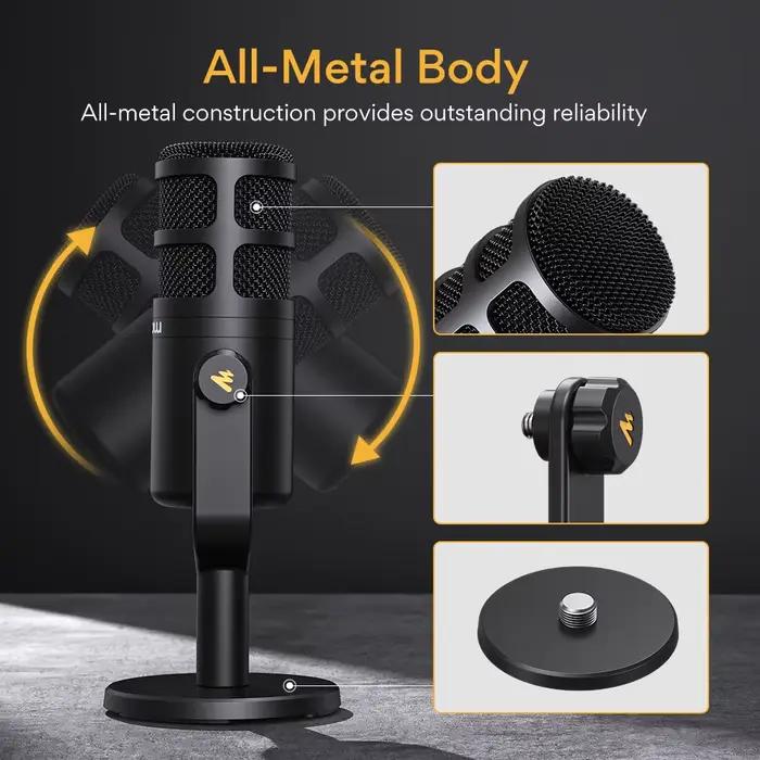 Microphone dynamique XLR pour PC Maono PD100, entièrement en métal, pour jeux, diffusion, enregistre