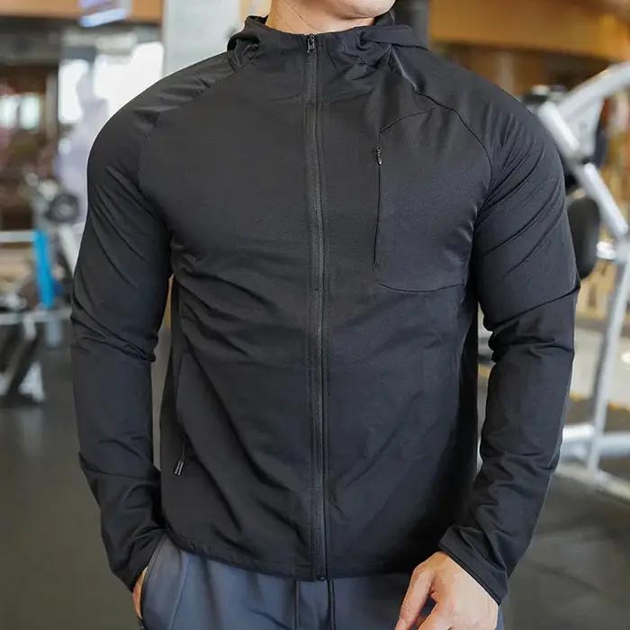 Manteau de dehors en Nylon de Haute Qualité pour Homme, Sweat à Capuche de Fitness, d'Entraînement e