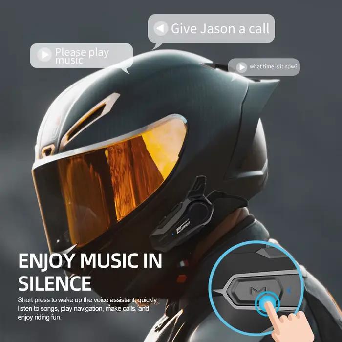 Interphone Bluetooth pour casque de Moto, casque d'écoute pour 2 motocyclistes, Interphone sans fil,