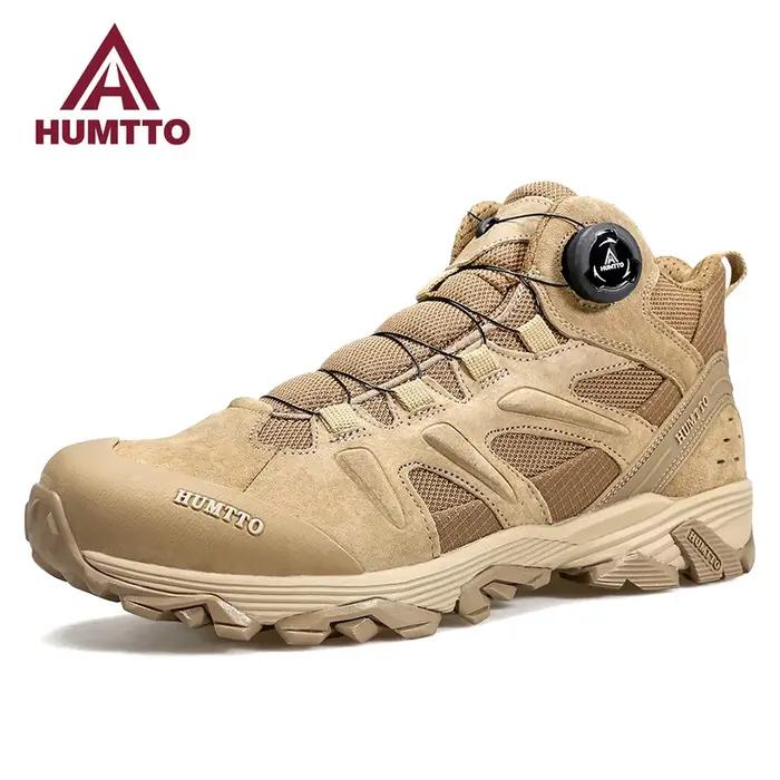 Chaussures de randonnée HUMTTO imperméables en cuir pour hommes - Baskets outdoor cheville