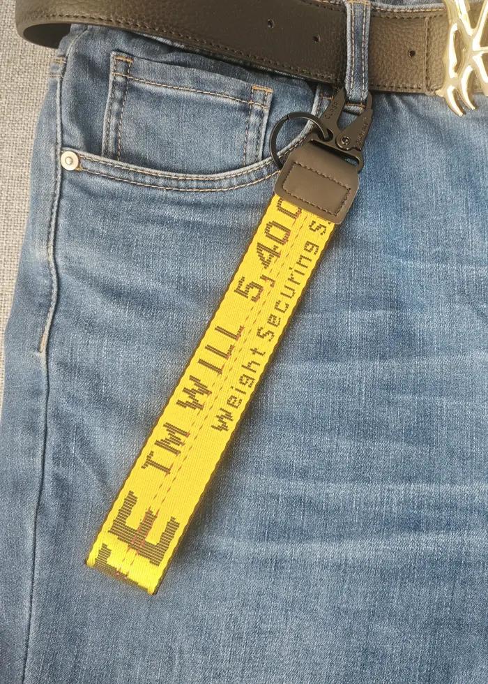 Porte-clés en toile crème tendance style punk street - 26 cm, lettre brodée, multifonctionnel pour c