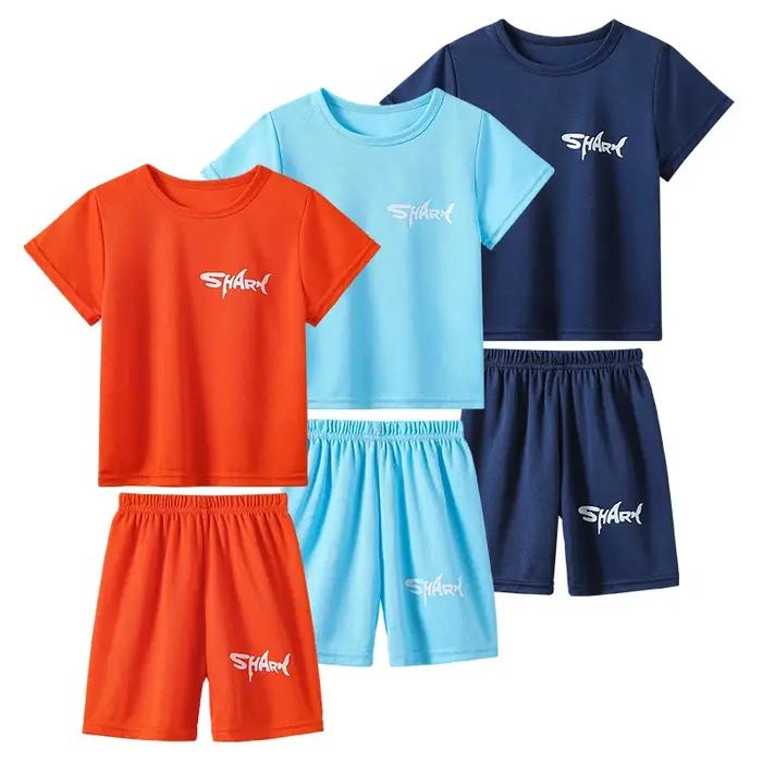 Combinaison de sport 2 pièces pour enfants, lettre d'été, séchage rapide, pour garçons et filles, T-