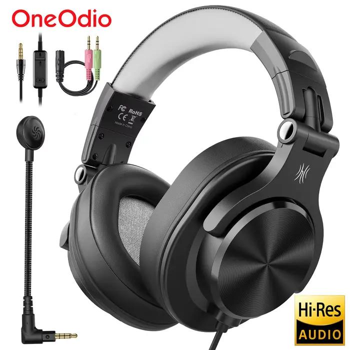 Oneodio-Casque de jeu sur ordinateur A71D avec poignées, microphone amovible, filaire sur l'oreille,