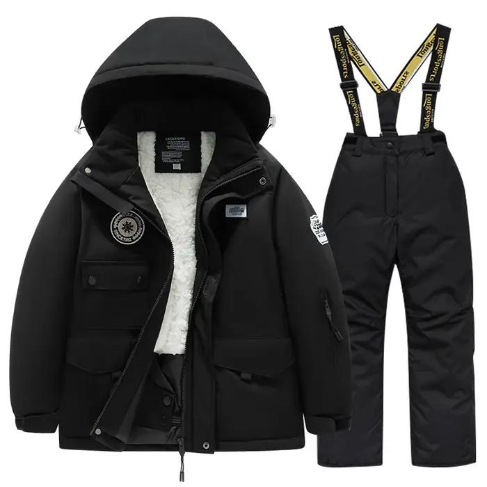 Combinaison de ski d'hiver pour enfants - Manteau épais coupe-vent imperméable neige garçons filles