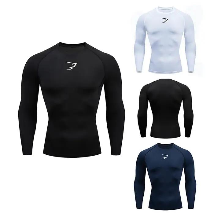 Hommes course Compression T-shirt manches longues Sport t-shirts Gym Fitness sweat mâle Jogging surv