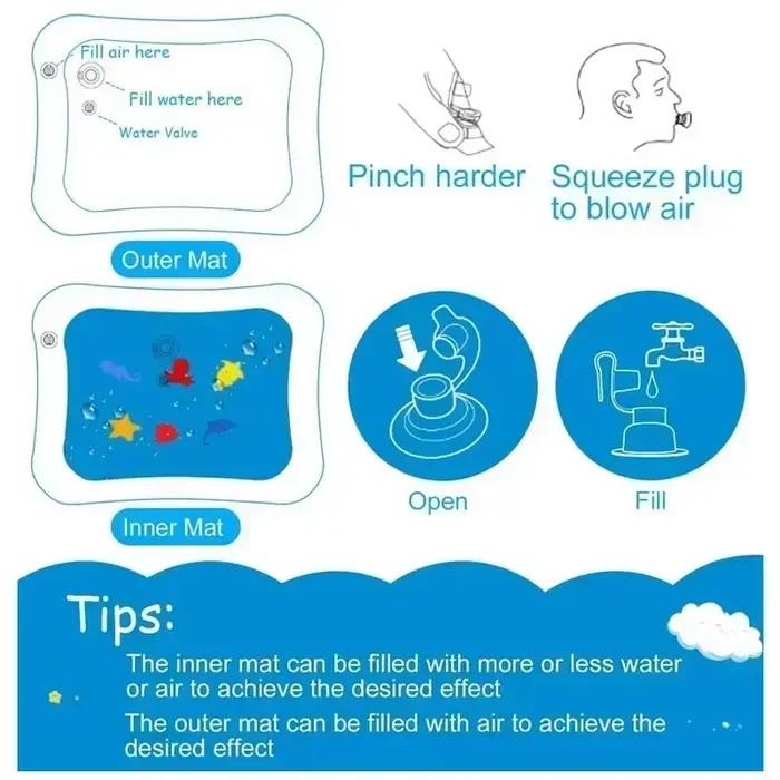 Tapis de jeu d'eau pour bébé coussin gonflable en PVC pour nourrissons temps du ventre coussin d'eau pour enfants jouets d'activité de développement éducation précoce occasions spéciales