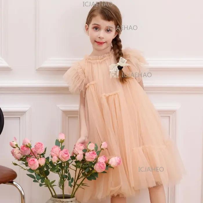 Robe de Princesse Élégante pour Filles 2026 – Tenue de Soirée Formelle Tutu avec Manches Volantes po