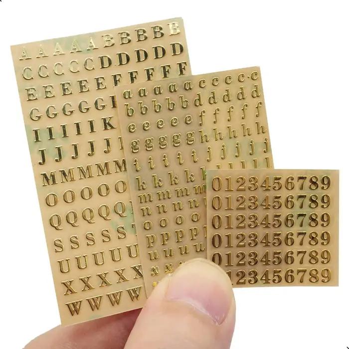 Autocollants de lettres de l'alphabet et des chiffres, autocollants auto-adhésifs, paillettes, allia