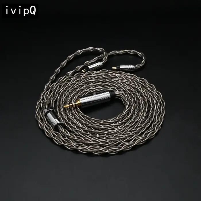 Câble de mise à niveau pour écouteurs, feuille d'argent à 8 cœurs, ivipQ-504, avec MMCX/QDC/0.78 2 b