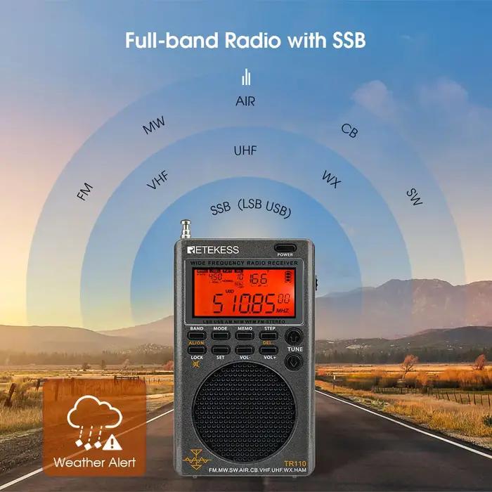 RETEKESS-Radio pleine bande pour l'extérieur, Radio à ondes courtes SSB, AM, FM, Toutes les vagues,