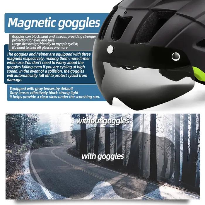 TGOAL-Casque de vélo LED avec visière pare-soleil pour homme, aste, bouclier de lunettes de soleil,