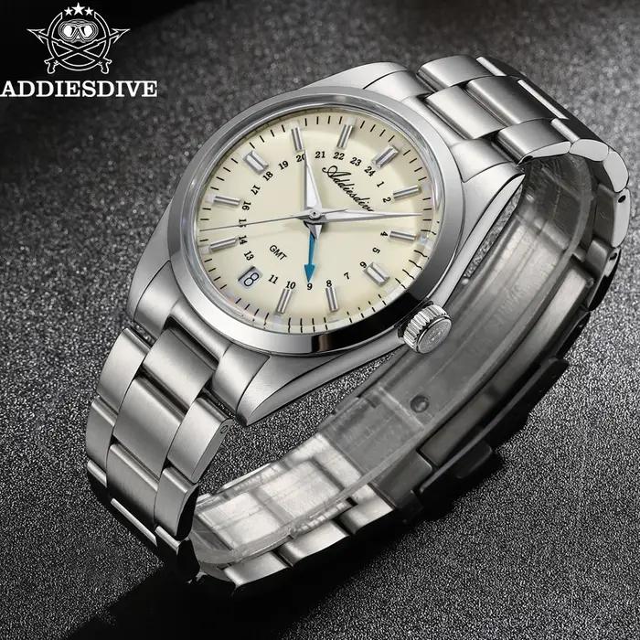 ADDIESDIVE 36mm montre analogique pour hommes GMT 515-24H montre BGW9 lumineux 100m étanche en acier