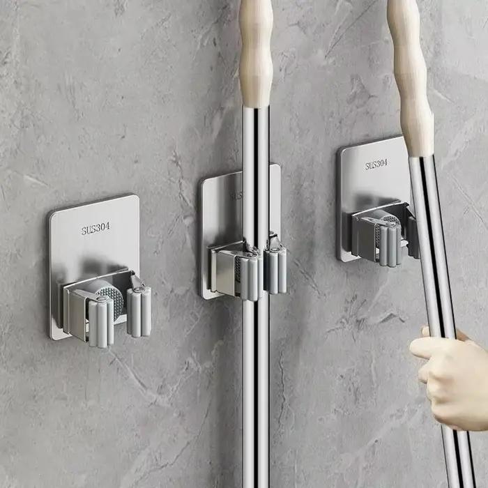 Crochets adhésifs multi-usages, support mural pour vadrouille, crochet pour balai, cuisine, salle de