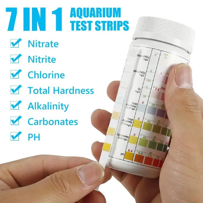 100 pièces bandelettes de Test d'aquarium bande de Test de qualité de l'eau 7/in1 Kit de Test d'aqua