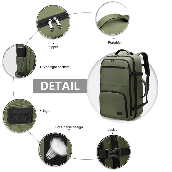 KONO Travel Backpack bagage à main | Imperméable et résistant aux avions | Protège-détons 38L |