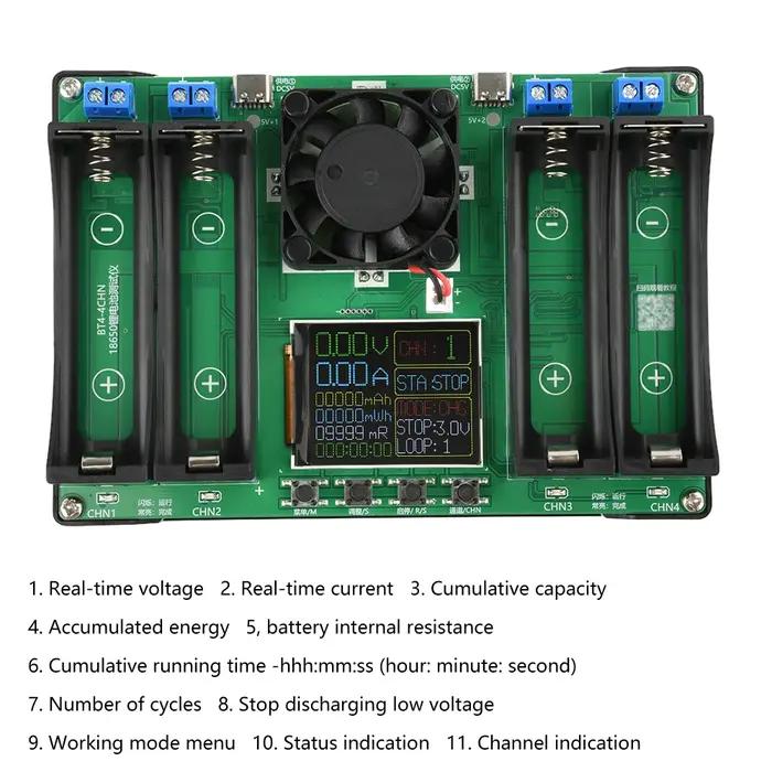 Testeur de capacité de batterie avec écran LCD 2Ch 4CH MAh MWh