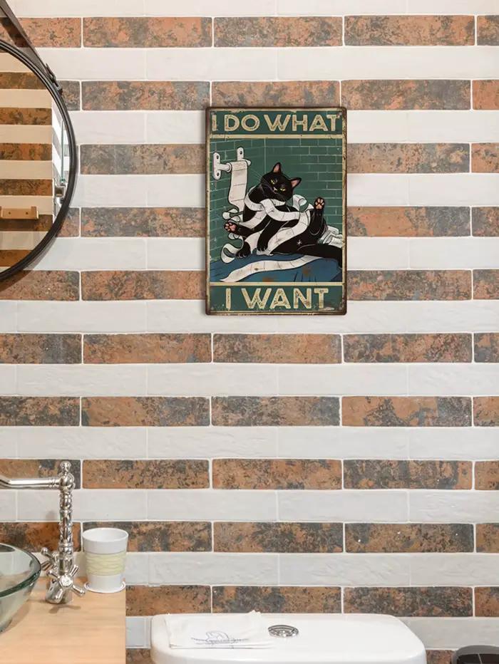 Putuo Decor-Affiche de chat noir 18/signe, décor d'art mural pour la salle des toilettes, décor HOWa