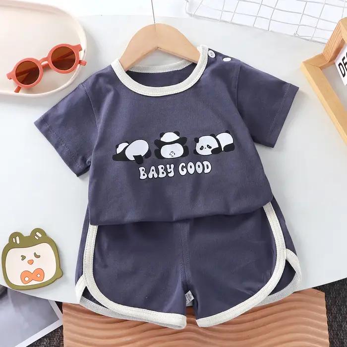 Ensemble d'été décontracté en coton pour enfants, vêtements pour bébés filles et garçons, T-shirt +